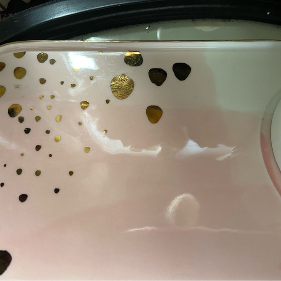 Pink & gold ceramic cup and Tray Set - Picture 3 of 3